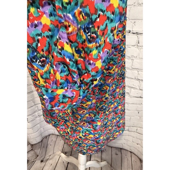 Notations Multicolored Vintage Blouse Size 14 Round Neck Long Sleeves Buttons - Picture 4 of 7